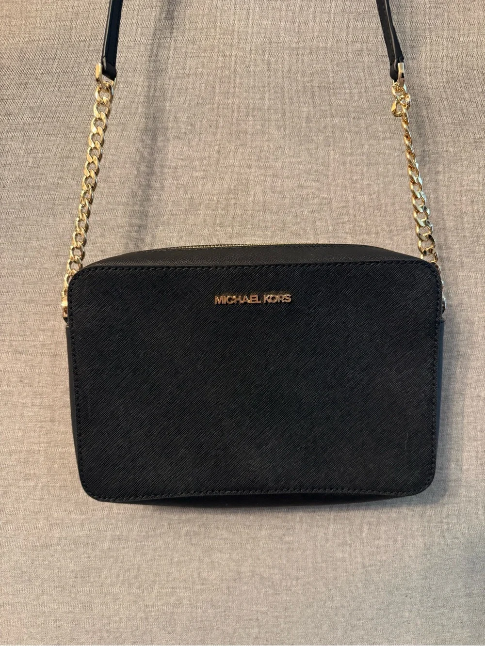 Michael Kors Black Crossbody with Gold Chain Detail